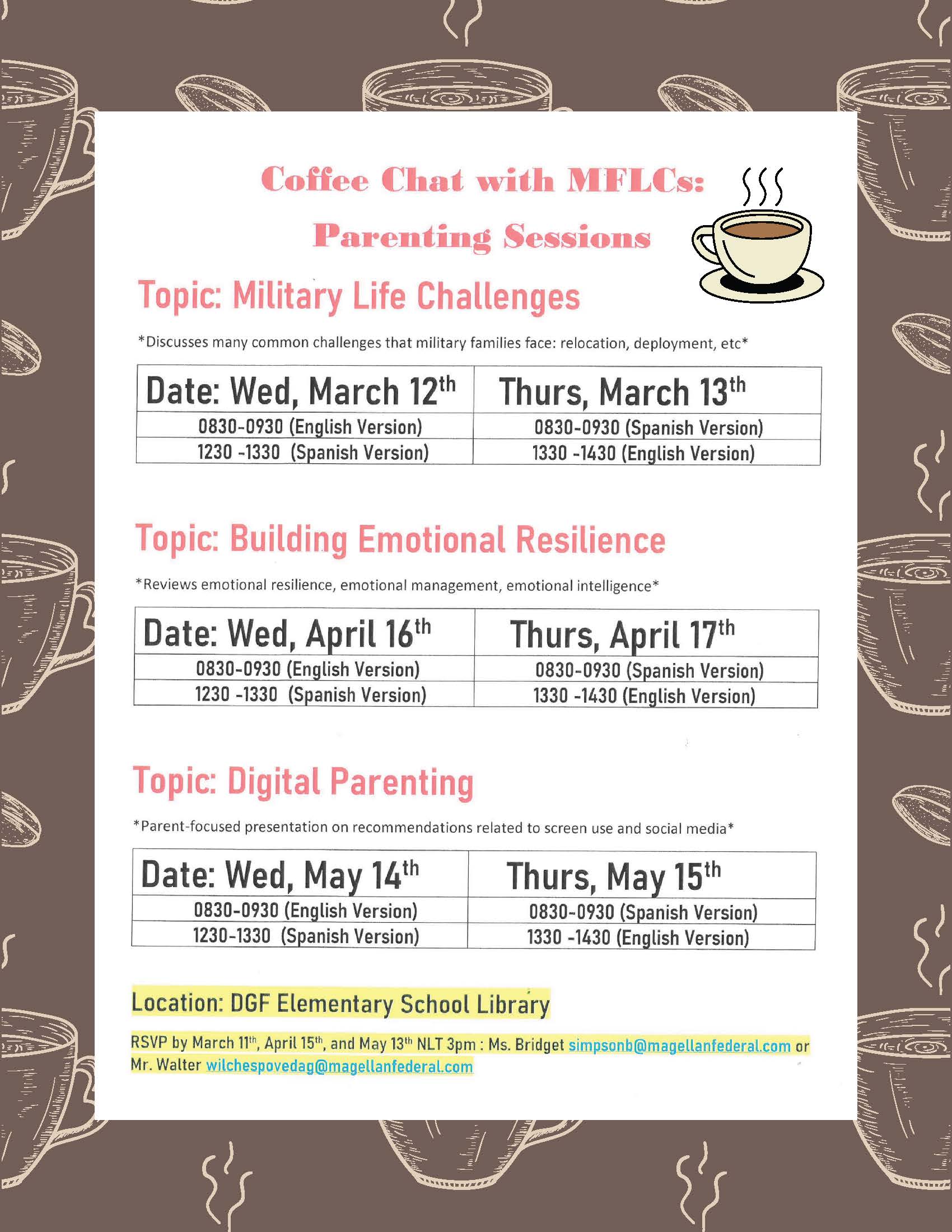 Coffee Chat with MFLCs Flyer