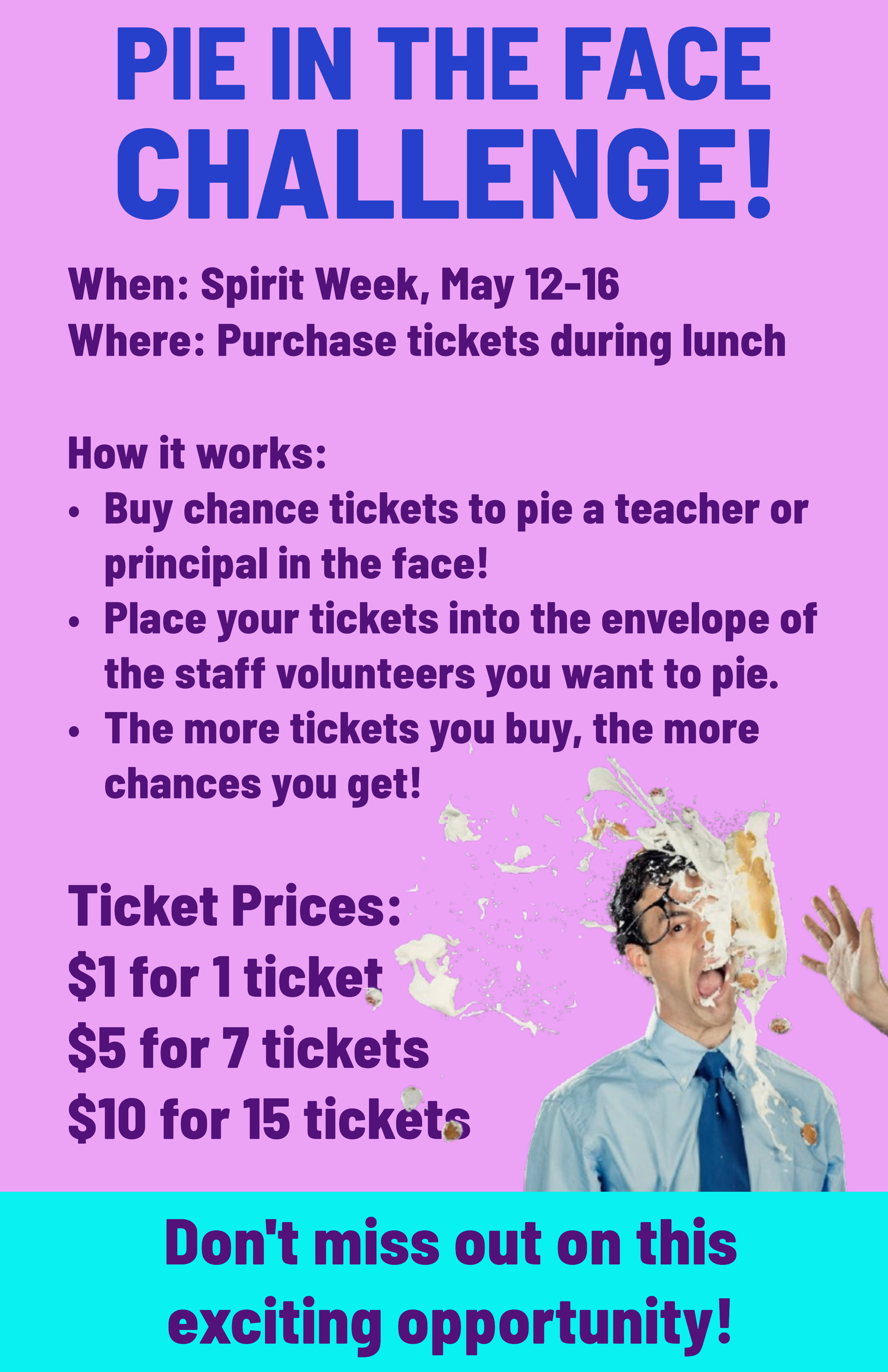 Pie in the Face Challenge 2025 Flyer
